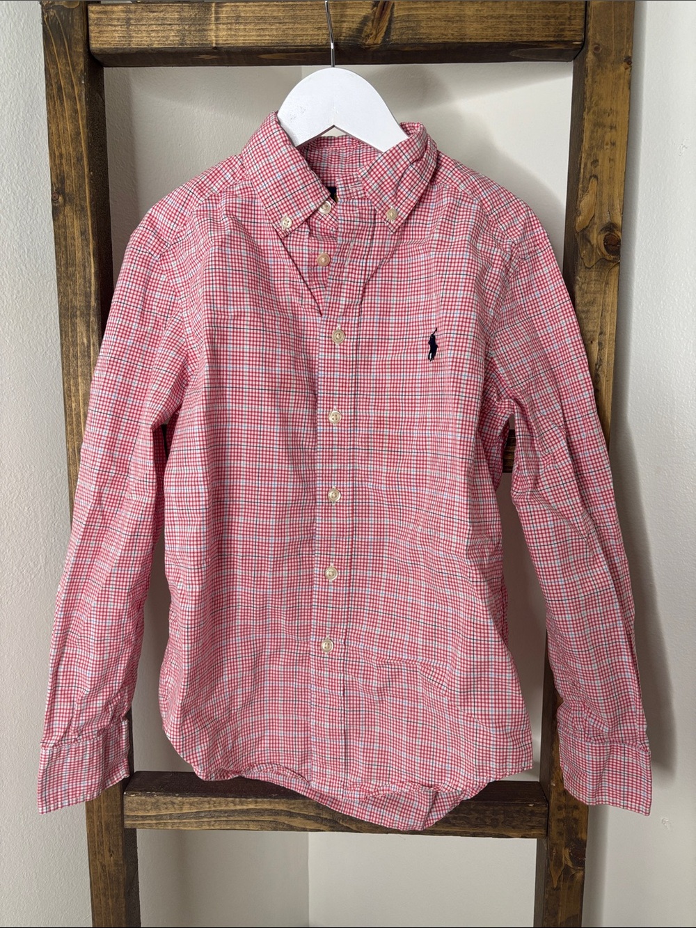 Polo by Ralph Lauren Red and White Check Button-Down Shirt Boys Size 8